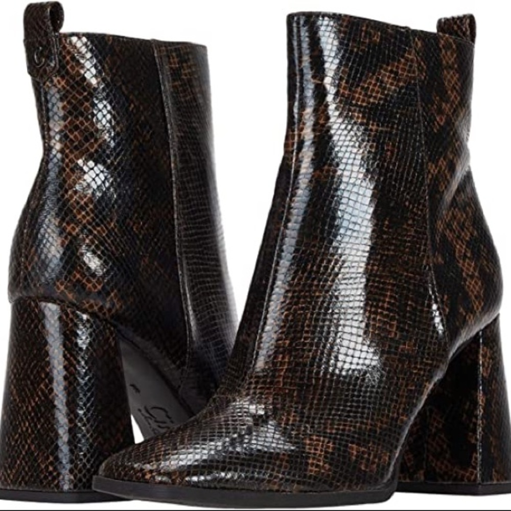 NWB CIRCUS BY SAM EDELMAN PASCHA BOOTIE COFFEE SNAKESKIN - SIZE 8